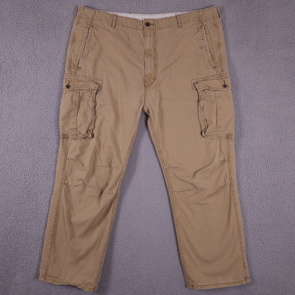 Levis Pants Mens 42x29* Khaki Cargo Baggy White Tab Stained Workwear Reinforced